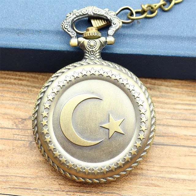 

2019 NAZEYT Vintage Bronze Moon Star Circle Quartz Antique Pocket Watch for Men and Women Necklace Watches relogio de bolso