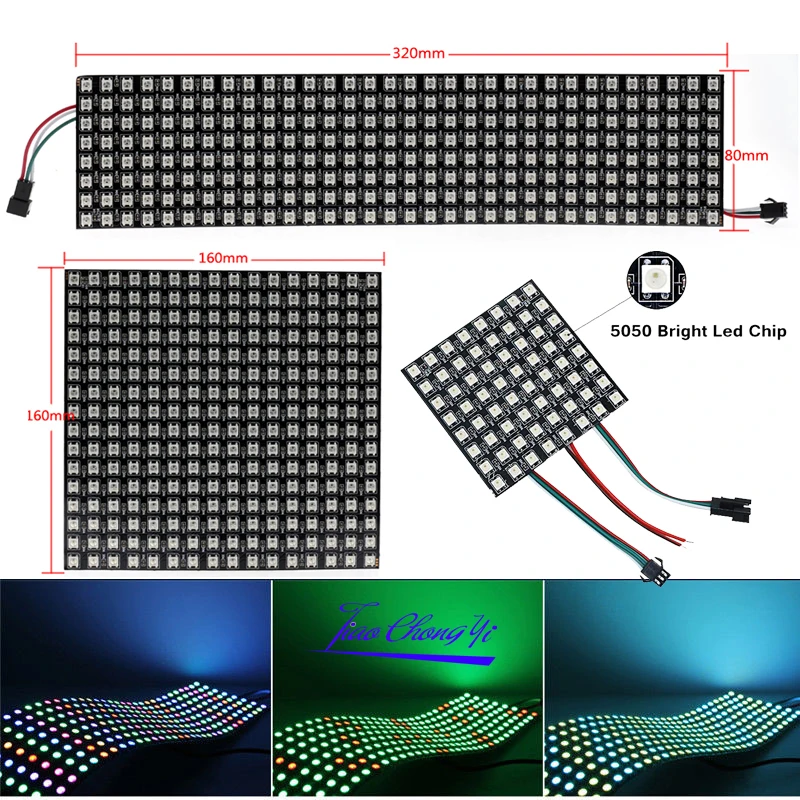 

Полноцветный дисплей WS2812 5050 RGB, 5 в постоянного тока, 8*8 / 16*16 /8*32 64 256 светодиодов
