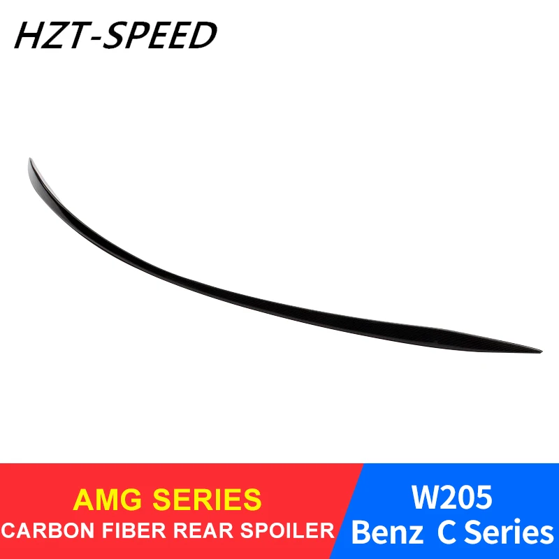 Rear Spoiler Wing Black Carbon Fiber Material Modified C63 Style AMG For 2015 -2018 BENZ C Series W205