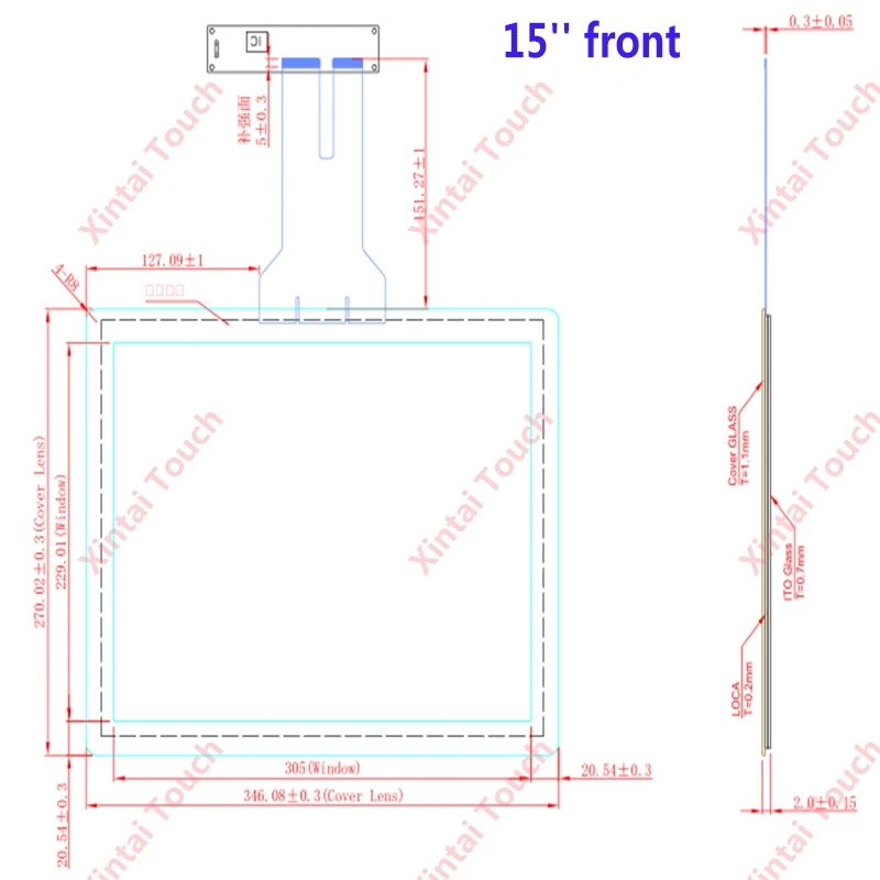Xintai Touch 15 Inches 4:3 Ratio Projected Capactive Touch Screen Panel With 10 Touch Points Plug&Play