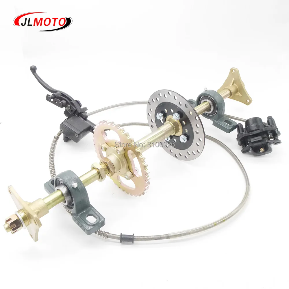 610mm M8 * 3 piasta koła tylna oś Assy z 428 #37T zębatka 160mm hamulec tarczowy UCP204 łożyska nadające się do DIY ATV Quad Buggy części rowerowe
