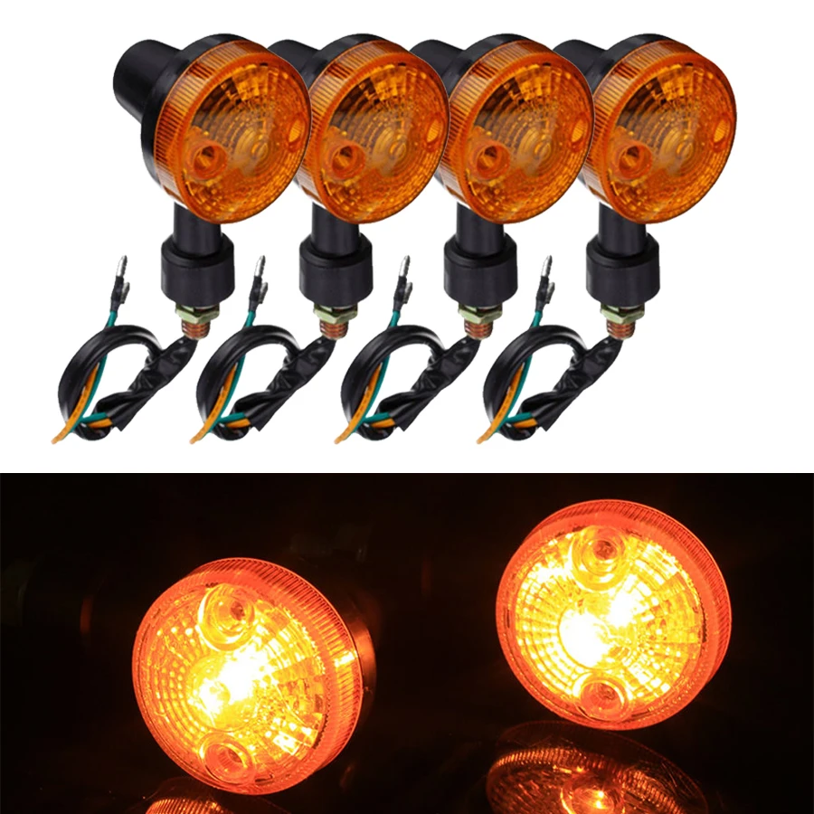 

4Pcs Motorcycle Round Turn Signal Direction Indicator Light Lamp Universal Amber