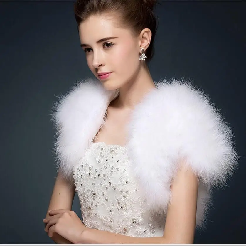 Ostrich Feathers Bolero Shrugh WaistCoat Vintage Marabou Feather Shrug stole bridal accessories Bridal Dress Evening cape S69