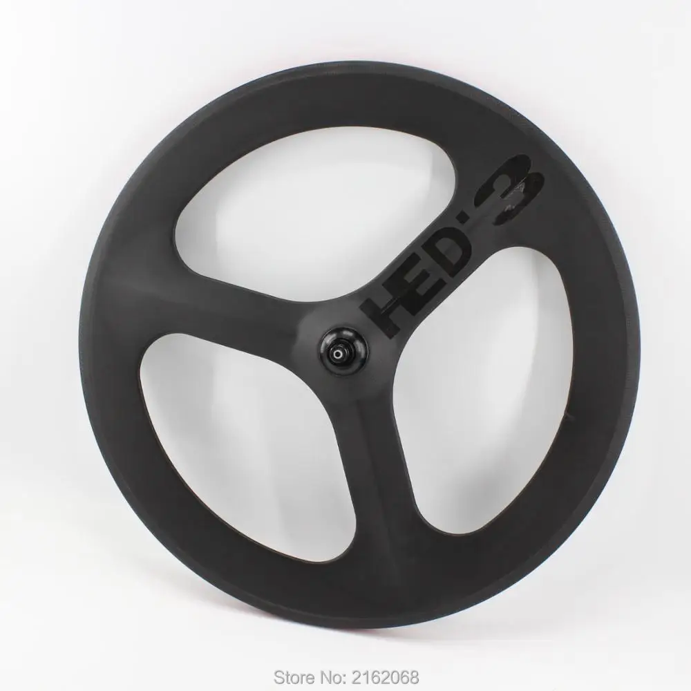 Newest black logo 700C 3 spokes clincher rim Road Track Fixed Gear bike matt 3K full carbon bicycle Tri-spoke wheelset