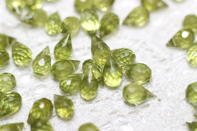 10pcs loose beads green peridot  drop faceted 4-6mm  for DIY jewelry making FPPJ wholesale beads nature gem stone