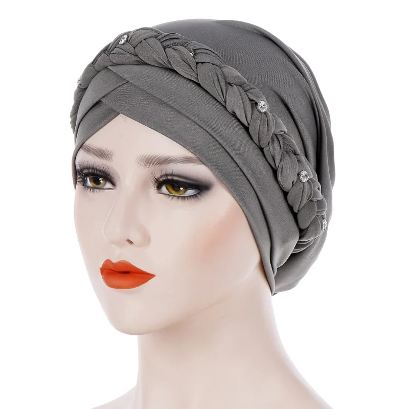 Braid Islamic Milk  Silk Polyester  Prayer Hats Wraps Hijab Caps Women Muslim Cap Islamic Hijab Turban