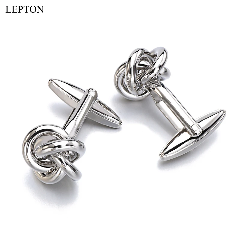 

Hot trend Metal Knot Cufflinks Lepton Brand Stainless Steel Jewelry Mens Knots Cuff links Best Christmas Gift Cufflink gemelos