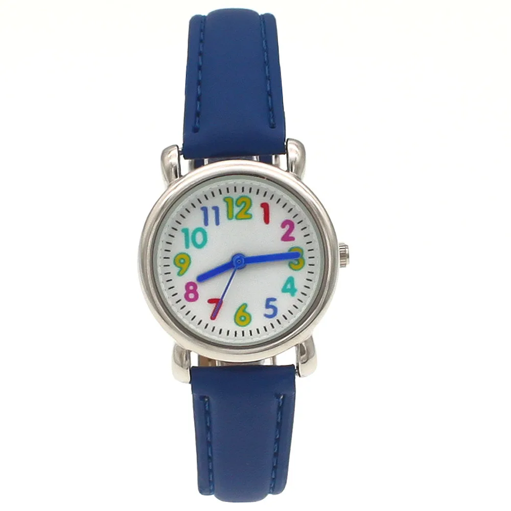 10pcs/Lot, Mixed Bulk Coloured Dial Kids Watches Girl Boy Children's Gift Leather Quartz Student Kids Wristwatch Child Gifts