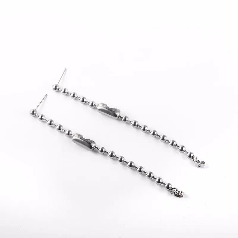 Stainless Steel Bead Chain Creative Design Front Rear Suspension Temperament Female Jewelry Drop Earrings image 4