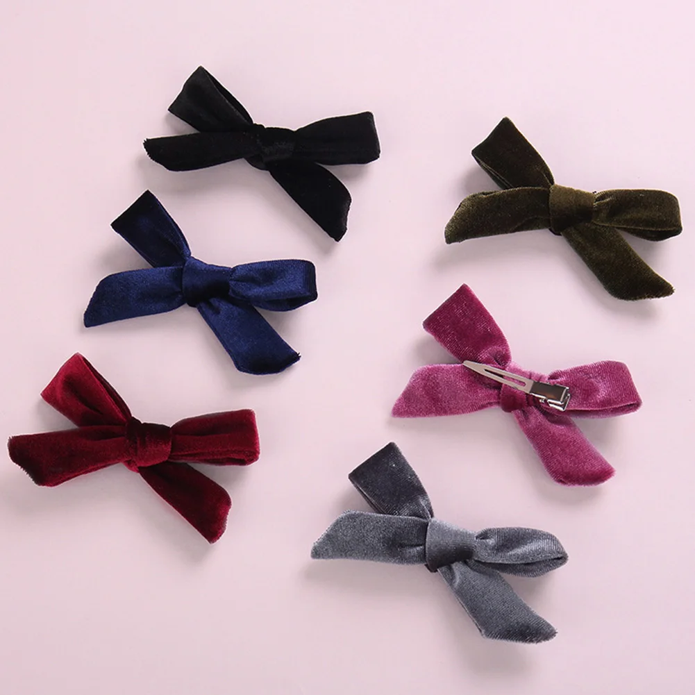 1pc Kids Velvet Bows Clip Hairpinss For Women  Autumn and Winter, Schoolgirls Hair Accessories Lovely Bow Hair Barrettes