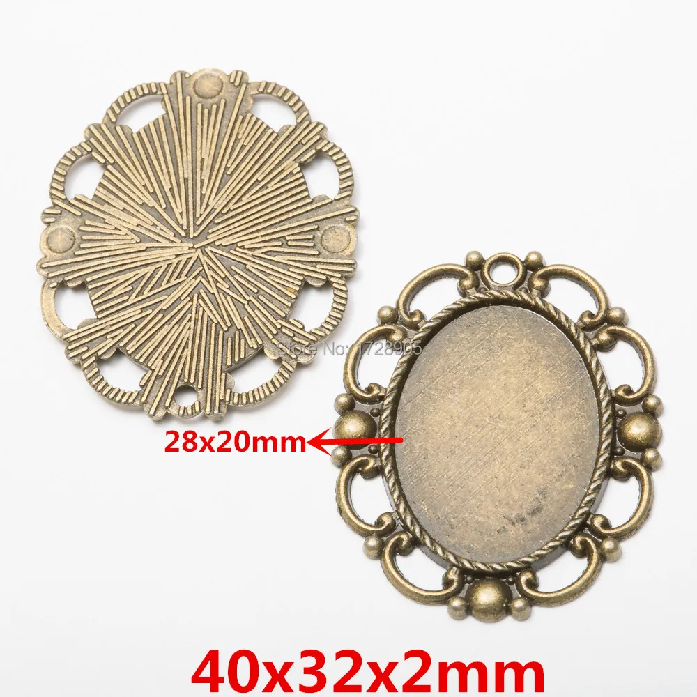 Base Setting Tray Bazel Antique Bronze Plated Pendant Oval Glass Cabochon DIY Jewelry Necklace Findings 10pcs for jewelry make