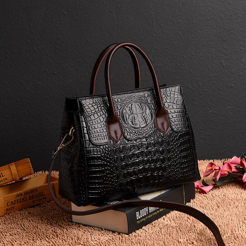 Vintage Fashion Crocodile Genuine Leather Luxury Ladies Handbags Women Bags Designer Woman Shoulder Bag Female Bolsas Feminina