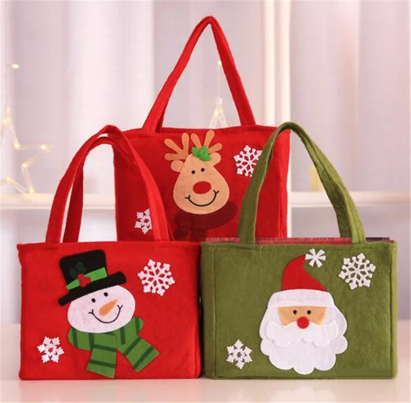 New 100pcs Cute Santa Claus Snowman Candy Gift Bags Cookie Packaging Bags Party Handbag Merry Christmas Storage Package