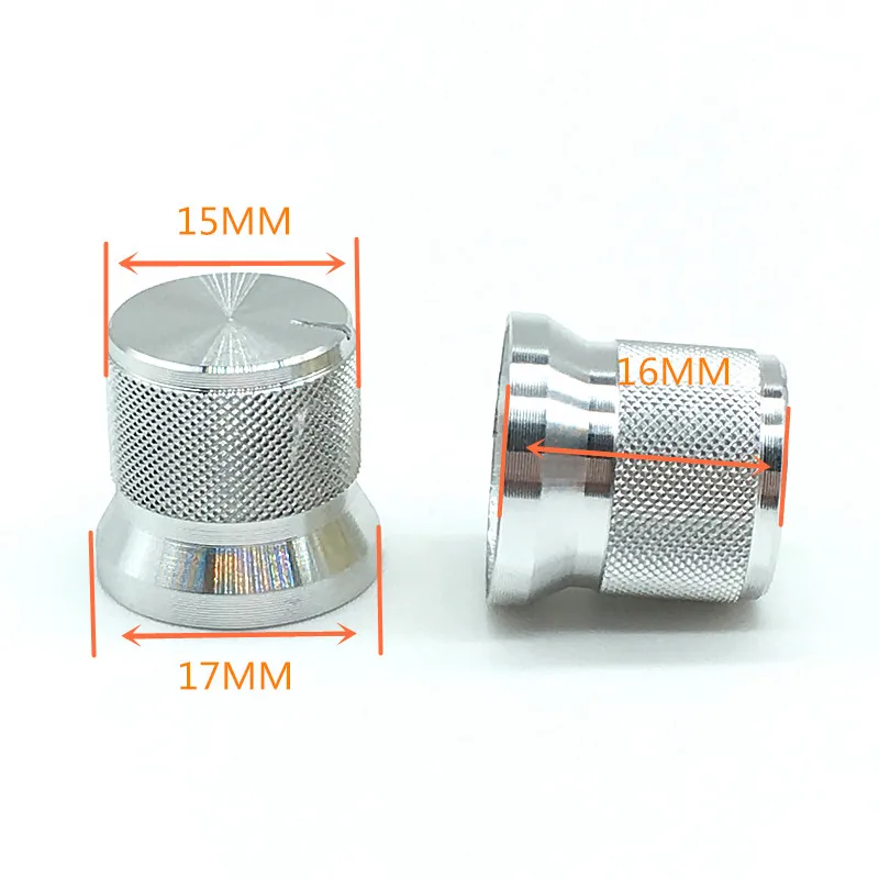 2pcs Silver Aluminium Alloy Switch Caps 17x16mm Potentiometer knobs Encoder Switch Plum Shaft