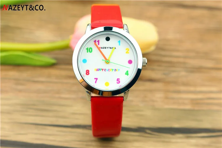 promotion NAZEYT kids watch little boys girls lovely color scale face quartz watch simple dial easy learn time for student clock