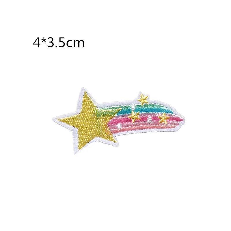 PGY Anime Rainbow Patch Applique Cute Cartoon Iron On Patches Stripe On Clothes Embroidered Patches For Clothing DIY Stickers