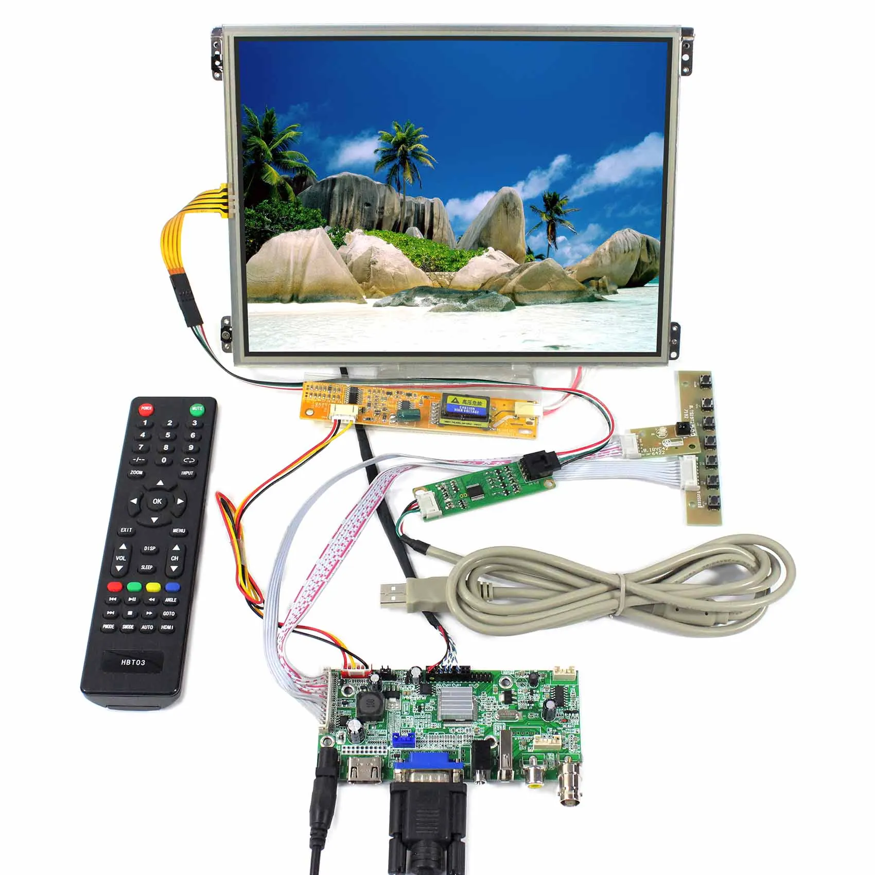 10.4inch HT10X21-311 1024X768 IPS LCD Screen With Touch Panel work with HD MI+VGA+AV+USB LCD Controller Board