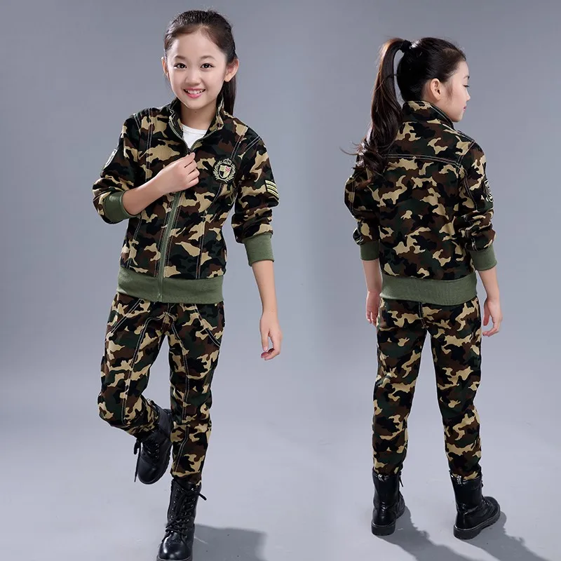 

European Style Children Camouflage Clothing Set 2023 Spring Fall Boys Fashion Cotton Military Uniform Kids Sport Suit 2 Pcs X337