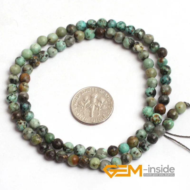 Natural Green Africa Turquoises Stone Round Beads For Jewelry Making Strand 15\