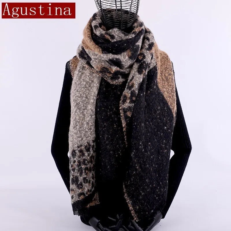 cashmere scarf Leopard print winter women wool Brand shawl hijab luxury for ladies long scarves thick oversize pashmina sjaal