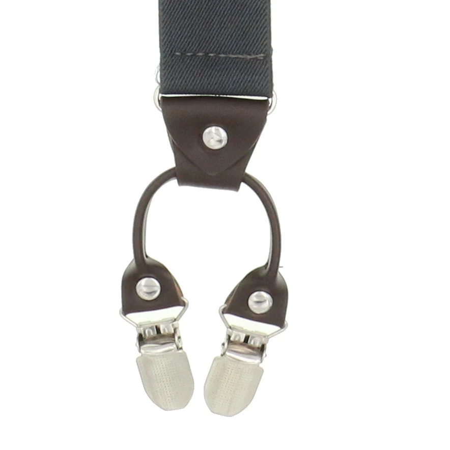 35mm Width Fashion Suspenders Leather 6clips Braces Male Vintage Casual Suspensorio Tirante Trousers Strap Father/Husband's Gift