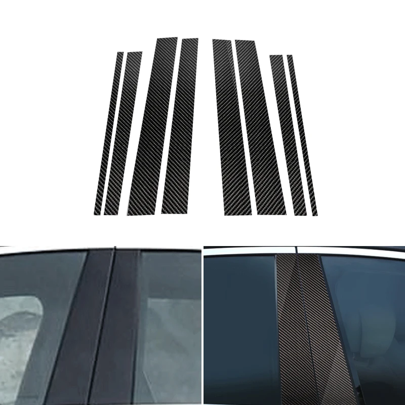 

6PCS Car Real Carbon Fiber Window B-pillar Molding Cover Trim For Mercedes Benz GLK Class 2008 2009 2010 2011 2012 2013