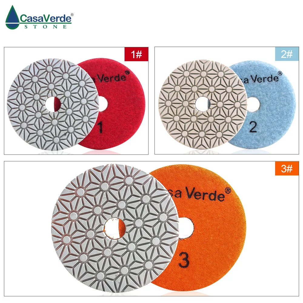 DC-SFW3PP01 4 inch D100mm resin and diamond wet 3 step polishing pads for stone/concrete