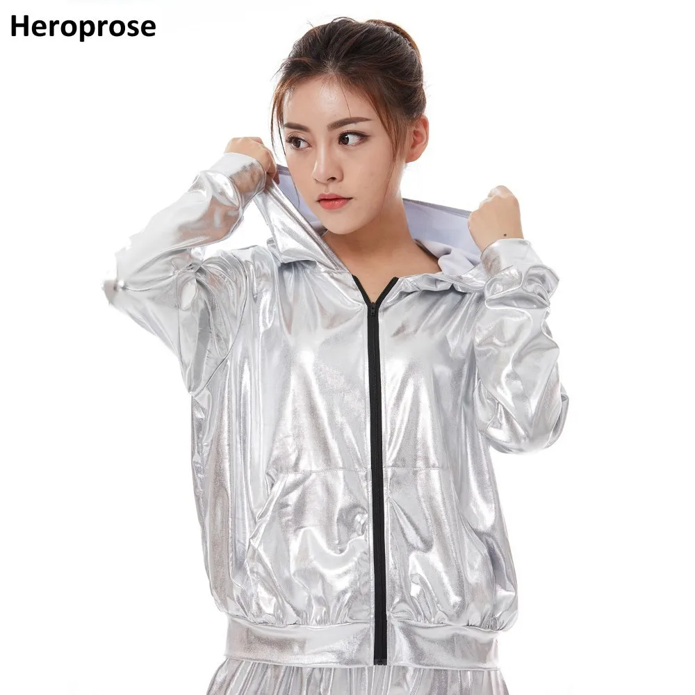 Silver Stage Performance Paillette for Kids, Hip Hop Dance Coat with Pockets, Kid\'s Bomber Jacket, Spring and Autumn, 2024 New