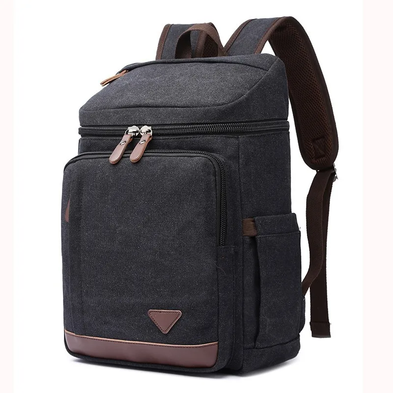 Canvas Backpack Vintage School Bag Travel Rucksack Fits 14'' Laptop Daypack College Student Bookbag For Men Shoulder Satchel