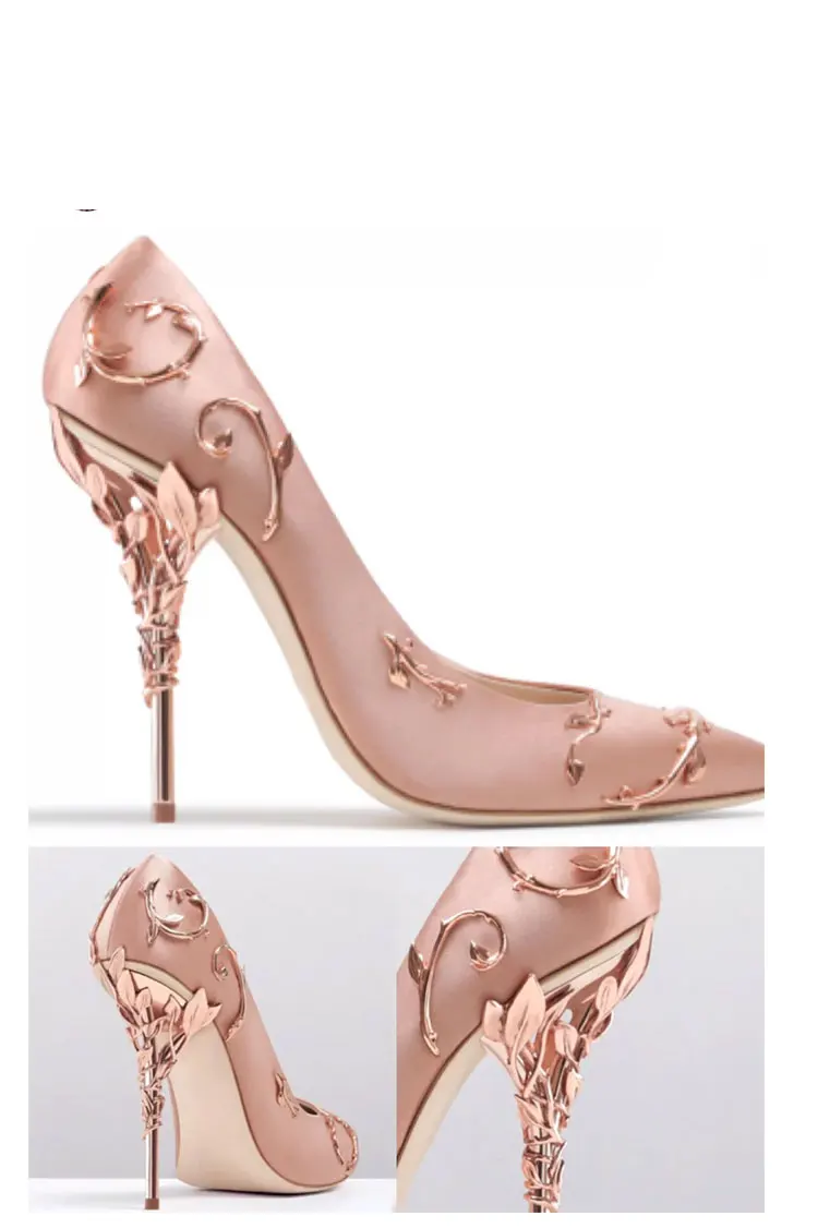 Moraima Snc 2019 Summer New Pointed High Heels Female Flower Metal With Stiletto Satin Single Shoes Bridal Shoes Wedding Shoes