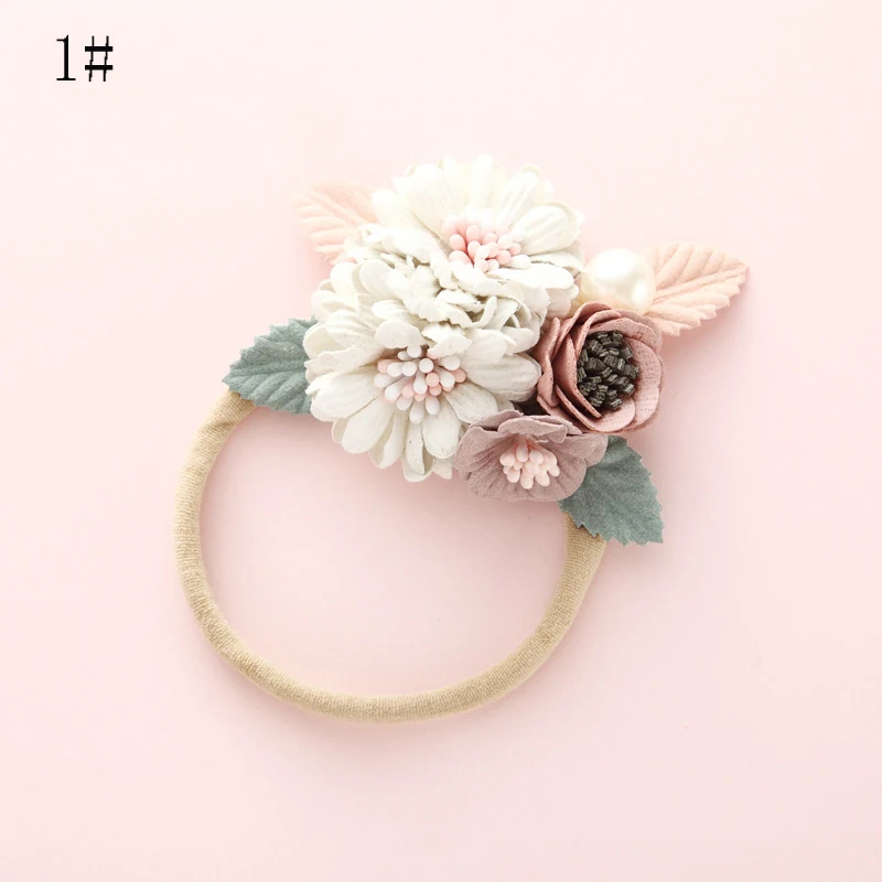 BalleenShiny-Diadema floral de moda para bebé recién nacido, diademas elásticas de princesa para niño, estilo fresco de perlas, bonitos regalos