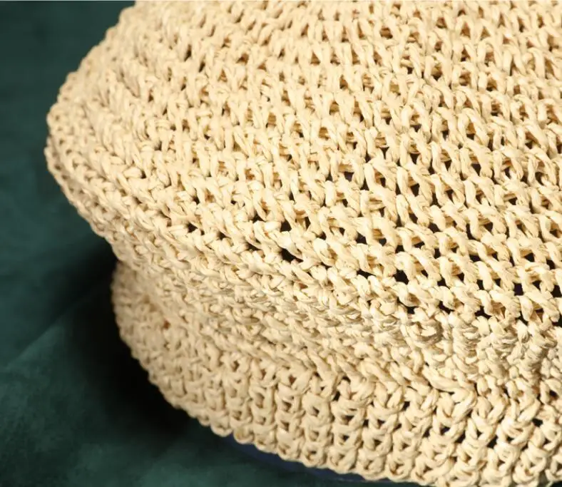 New Beige Raffia Sun Hat Straw Women Summer Casual Elegant Ladies Beret Hat French Style Fashionable Spring Vintage Painters Hat