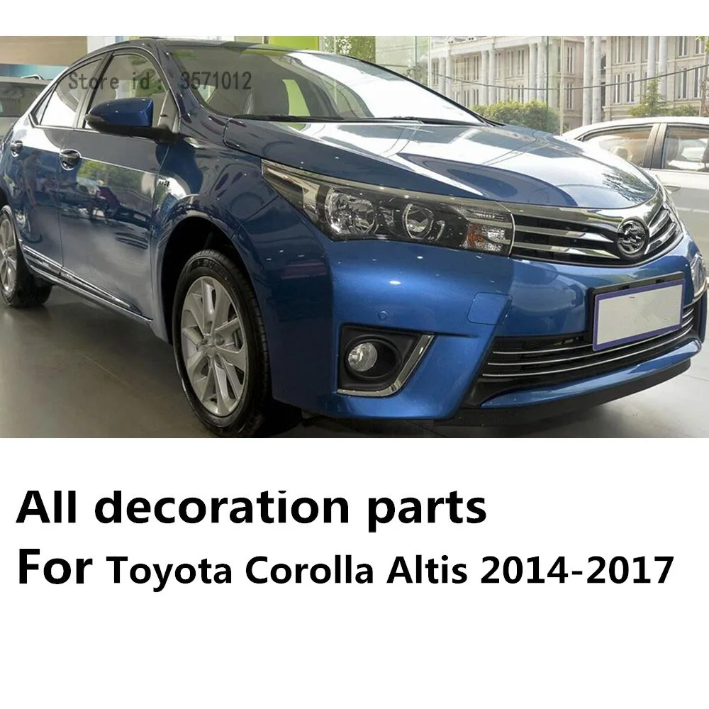 For Toyota Corolla Altis 2014 2015 2016 Car Body Styling Cover Detector ABS Chrome Trim Front Up Grid Grill Grille Hoods Eyebrow