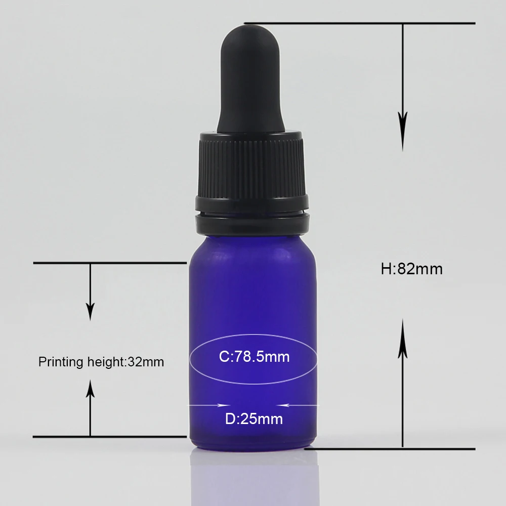 

empty glass dropper bottle small sample bottle 10ml blue frosted medical glass vials 10ml packaging