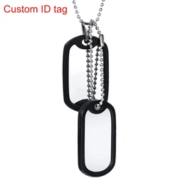 Personalized Military ID Dog Tag Pendant Necklace Custom Engraved Men Army Tags Lettering Name Stainless Steel Jewelry Gifts