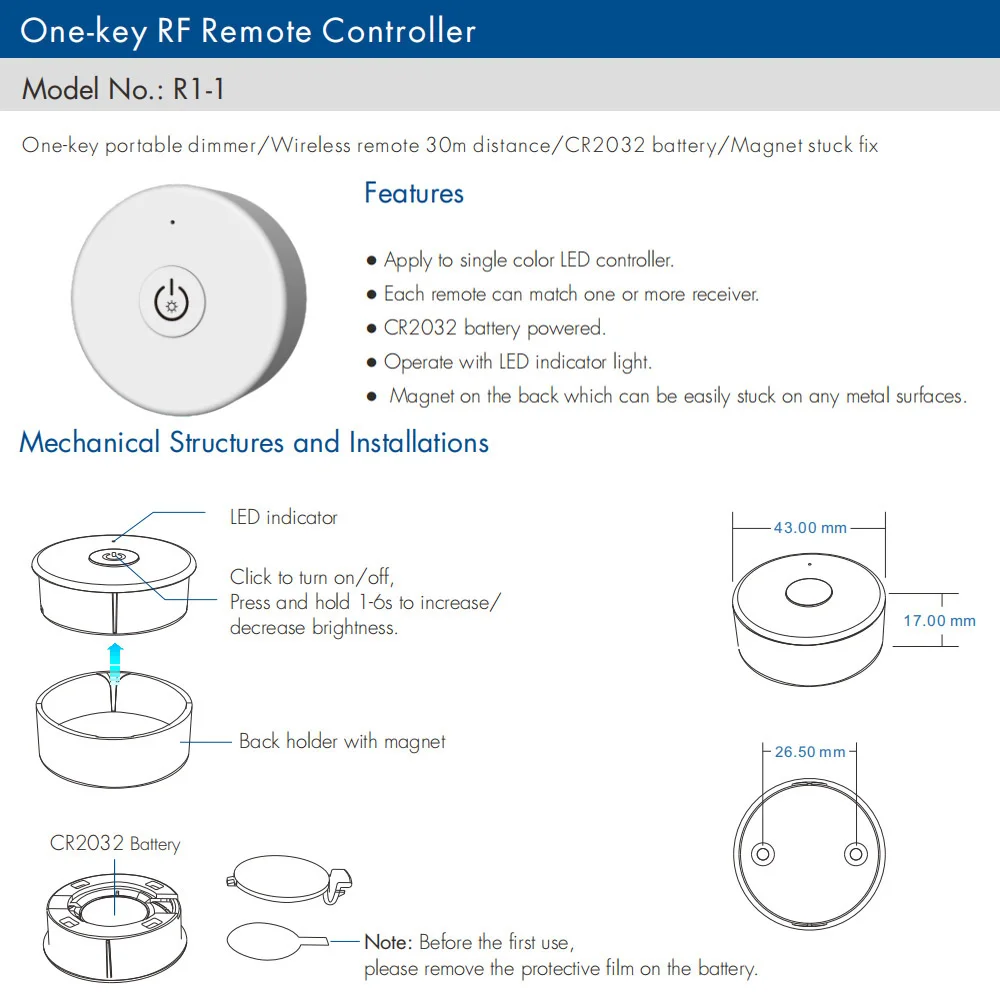 12V LED Dimmer 24V PWM Wireless RF Dimmer Switch 36V 5V LED Strip Dimmer 12 Volt 2.4G Remote Control for Single Color Lighting