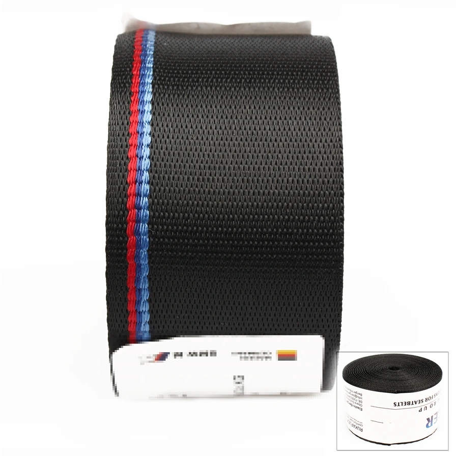 Racing Harness Ribbon Auto Safety Webbing Blue Red Strips Car Seat Belt For BMW E46 E90 E36 F10