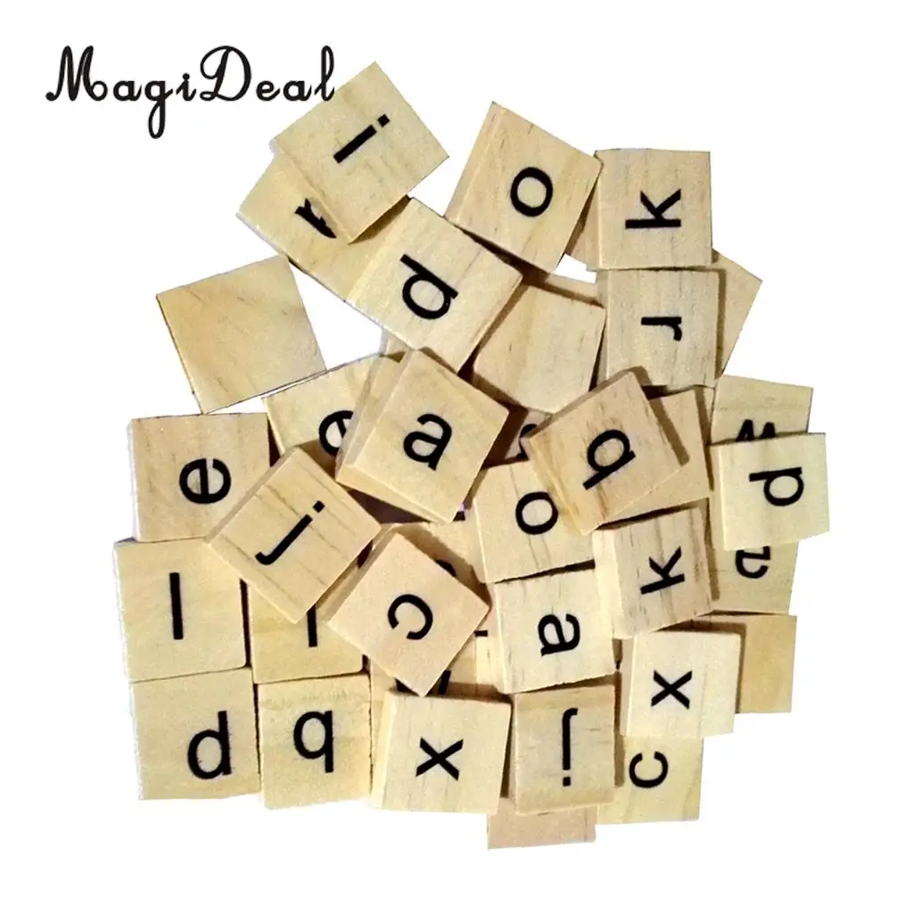 Rompecabezas de madera con letras del alfabeto para niños, rompecabezas para manualidades, cuadrados educativos, juguetes, material escolar, 100 unids/paquete