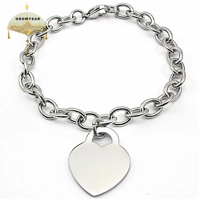 Woman Jewelry Smooth Opening Silver Color  Simple Bangles 1pcs Heart Heart Pendant Female Bracelet  Stainless Steel