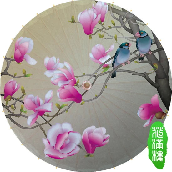 

Beautiful Birds on Pink Flowers Tree Oiled Paper Umbrella Chinese Classical Handmade Craft Dance Porps Gift Wedding Umbrella