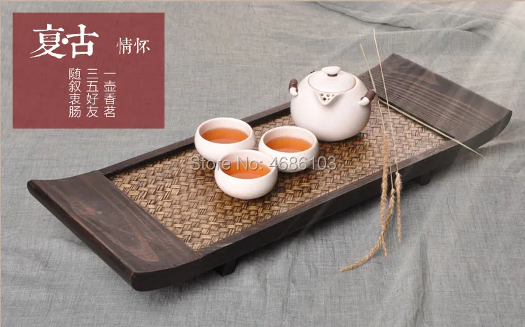 

Southeast Asian Style Thai Bamboo-Woven Rectangular Japanese-Style Tea Table Kung Fu Tea Tray Solid Wood Dry Tea Tray