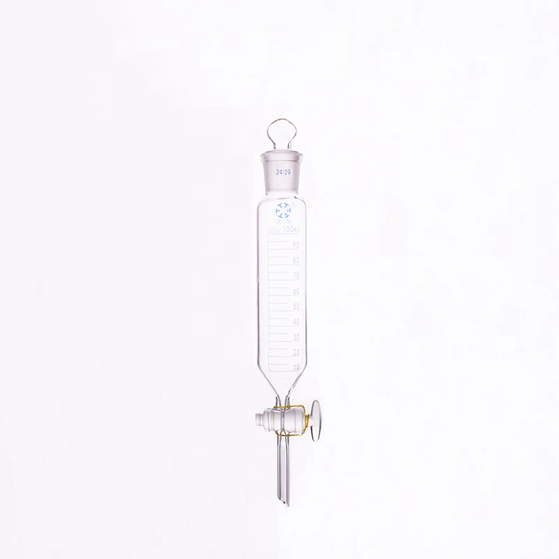 

Separatory funnel cylindrical shape,standard ground mouth.Capacity 100ml,Joint 24/29,Glass switch valve