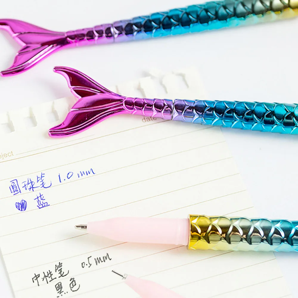 2Pcs/lot Cute Colorful Gel Pens Mermaid Gel Ink Pen School Supplies Creative Novel Office Gift Stationery Styling Fish