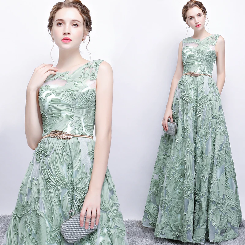 

XS-3XL Gorgeous Women Party Dress for Wedding Sleeveless Floor-Length Long Evening Gowns with Belt Fashion Prom Gown