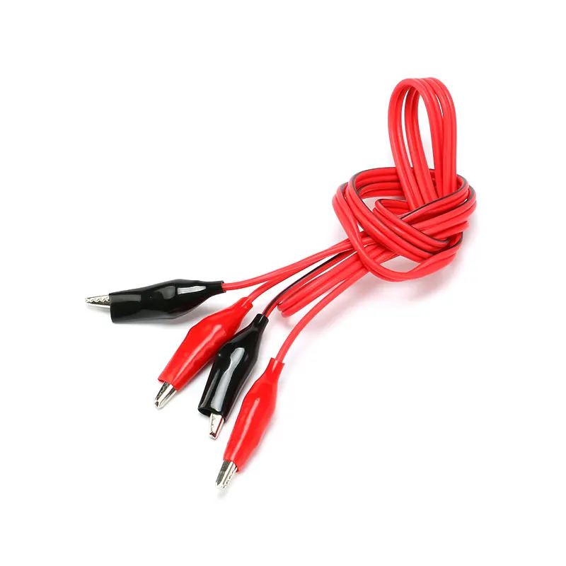 1Pair Double-ended Crocodile Clips Cable Alligator Clips Wire Testing Wire Red & Black Color Length 1M