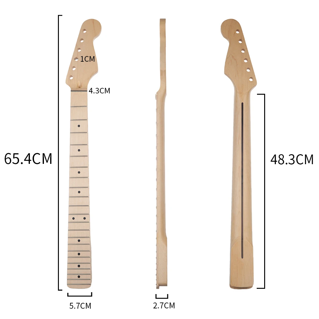 Guitar Neck 22 Frets Matt White Maple W/ Black Dots Replacement  Parts