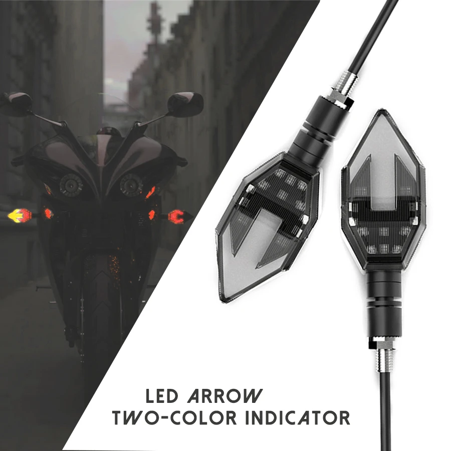 

Motorcycle LED Turn Signals Lights Dual Colors Arrow Direction Lamp Decorative Lights Daytime Lamp Waterproof