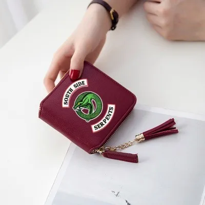 Riverdale Serpents South Side Womens Wallets Purses Print Tassel Leather Wallet Women Mini Purse Zipper Card Bags Lady Wallets