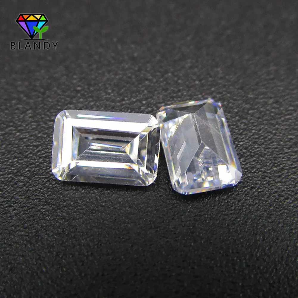 Free Shipping 4x6mm~9x11mm 5A Grade Octangle Shape Emeral d Cut White Cubic Zirconia CZ Stone Synthetic Gems For Jewelry