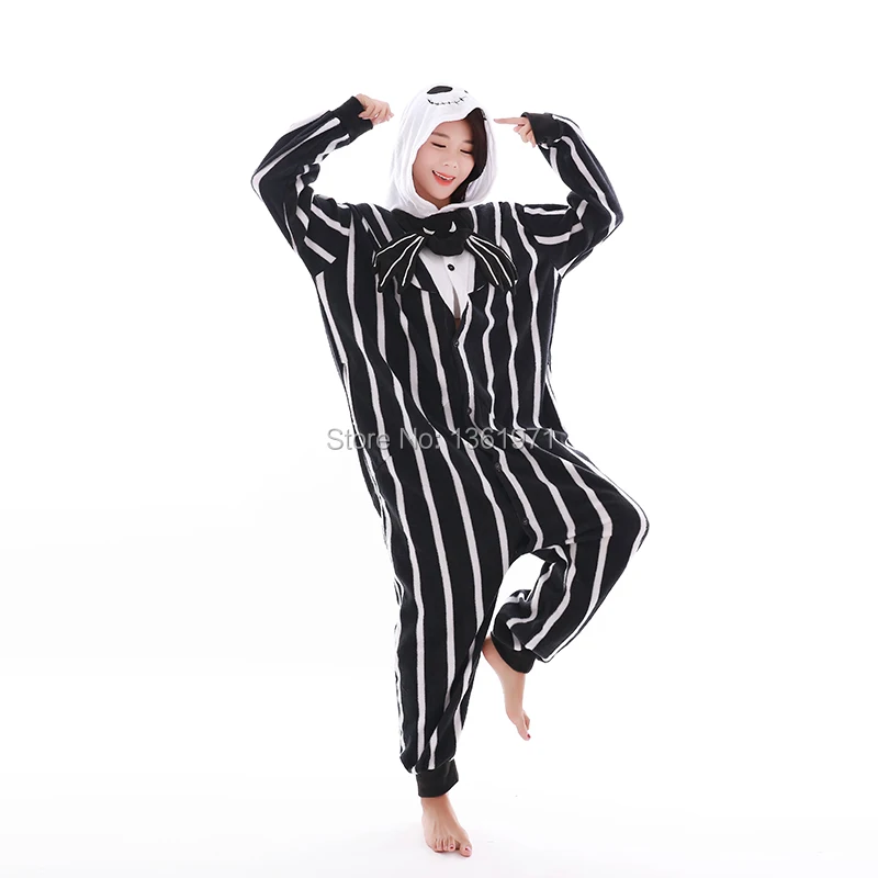 HKSNG الشتاء الكبار الهيكل العظمي نيسيي Kigurumi منامة الجمجمة الكرتون تأثيري الحيوان Homewear زي للحزب بذلة